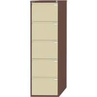 Bisley BS Steel Filing Cabinet 5 Drawers Lockable 470 x 622 x 1,511 mm Brown, Cream