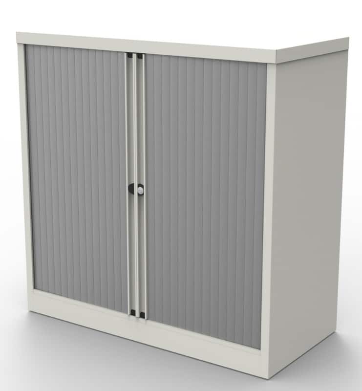 Bisley Tambour Cupboard Steel 1 Shelf Lockable 1,000 x 470 x 1,015 mm White