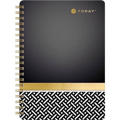 Foray Notebook Elements A5 Ruled Spiral Bound Cardboard Hardback Black, Gold Perforated 160 Pages 80 Sheets