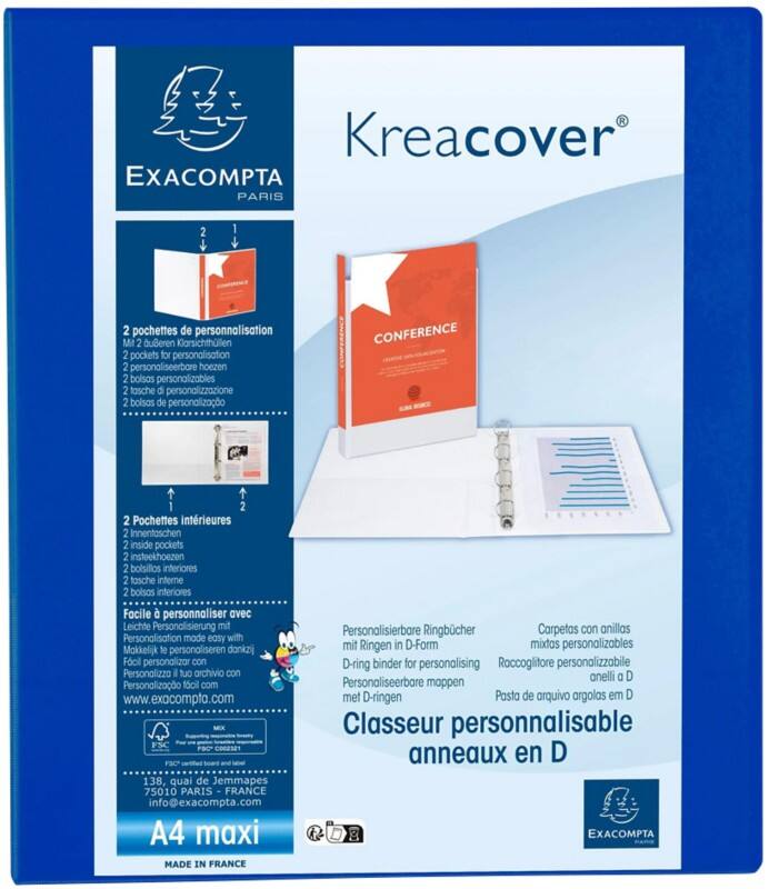Unbranded Kreacover 25 mm Ring Binder PP (Polypropylene) A4 4 Rings Blue