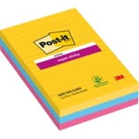 Post-it Rio De Janeiro Super Sticky Notes 101 x 152 mm Assorted Rectangular Ruled 3 Pads of 90 Sheets