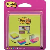 Post-it Super Sticky Notes Cube 76 x 76 mm Neon Assorted Colours 75 sheets