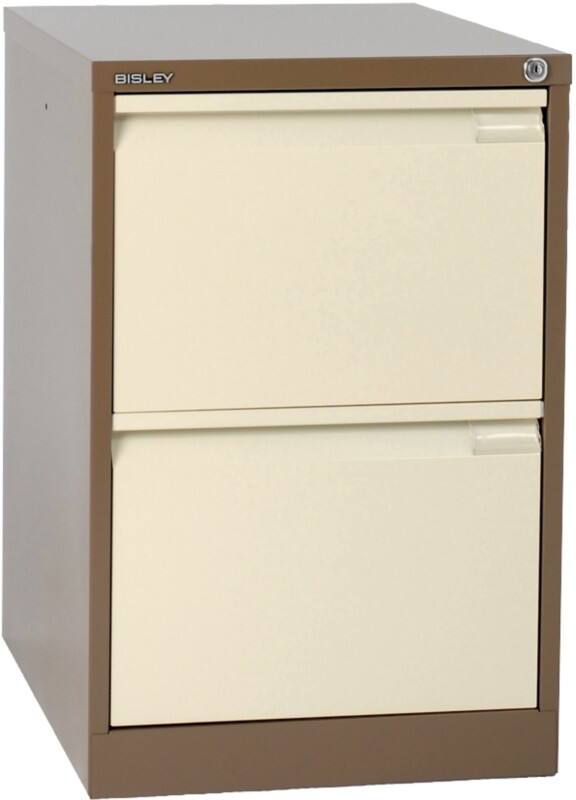 Bisley BS Steel Filing Cabinet 2 Drawers Lockable 470 x 622 x 711 mm Brown, Cream