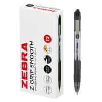 Zebra Z-Grip Smooth Ballpoint Pen Black Medium 0.4 mm Non Refillable Pack of 12