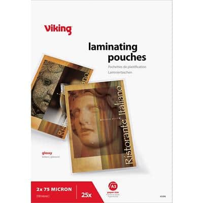 Office Depot Laminating Pouch A3 Glossy 75 microns (2 x 75) Transparent Pack 25
