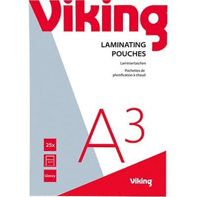 Viking Laminating Pouch A3 Glossy 75 microns (2 x 75) Transparent Pack 25