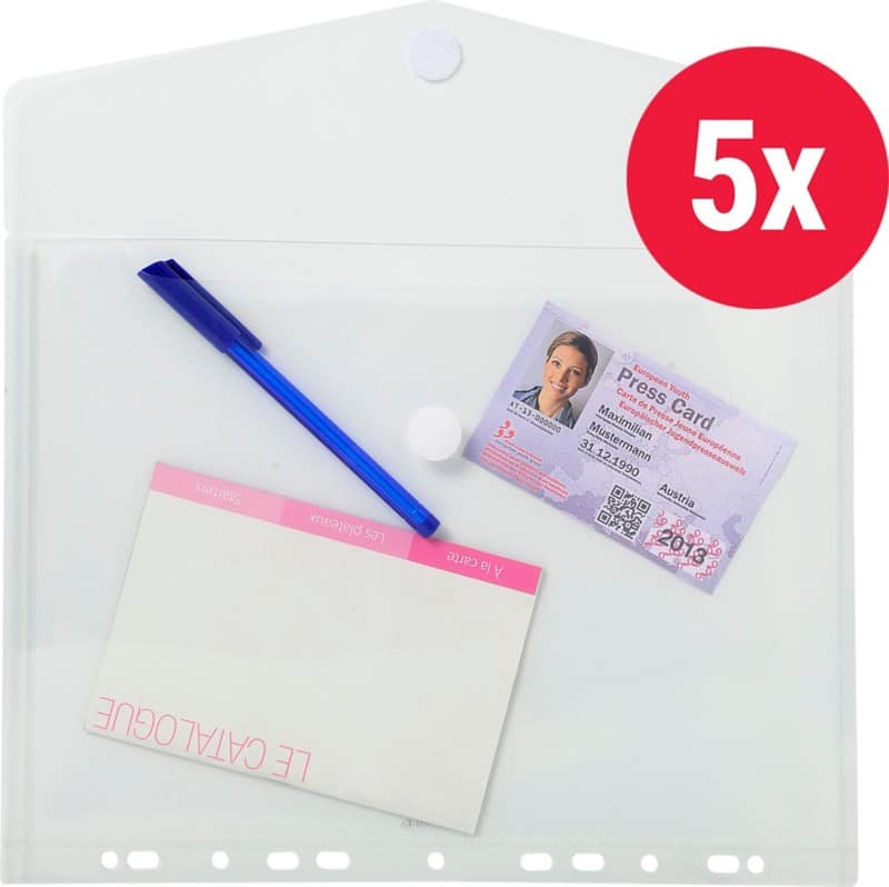 Exacompta Punched Pockets A4 PP (Polypropylene)  Transparent Pack of 5