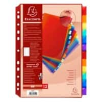 Exacompta Blank Dividers A4+ Assorted Multicolour 12 Part PP (Polypropylene) 11 Holes 3912E