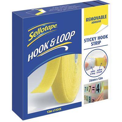 Sellotape Sticky Hook Strip Removable Yellow 12m