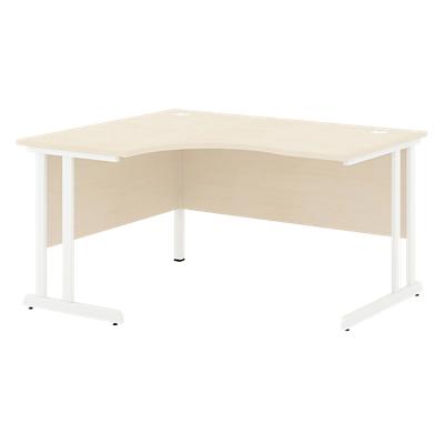 Corner Desk Radial Left Desk with Maple Coloured MFC Top and White Frame Optima C 1400 x 1200 x 720mm