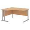 Corner Desk Radial Left Desk with Beech Coloured MFC Top and Silver Frame Optima C 1600 x 1200 x 720mm