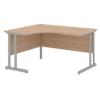 Corner Desk Radial Left Desk with Oak Coloured MFC Top and Silver Frame Optima C 1600 x 1200 x 720mm
