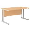 Rectangular Straight Desk with Beech Coloured MFC Top and Silver Frame Optima C 1400 x 800 x 720mm
