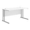 Rectangular Straight Desk with White MFC Top and Silver Frame Optima C 1400 x 800 x 720mm