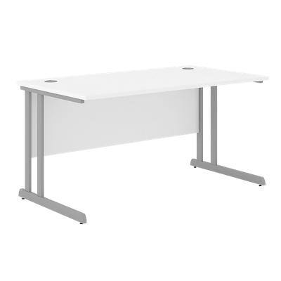 Rectangular Straight Desk with White MFC Top and Silver Frame Optima C 1400 x 800 x 720mm