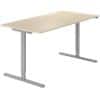 Sit Stand Desk Optima G Beech with Silver T-Shape Frame 1,600 x 800 x 720 mm