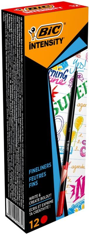 BIC Intensity Fineliner Pen 0.4 mm Needlepoint Red Pack of 12