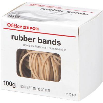 Office Depot Rubber Bands 1.5 x 80mm Ø 50mm Natural 100g