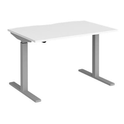 Elev8² Sit Stand Single Desk with White Melamine Top and Silver Frame 2 Legs Mono 1200 x 800 x 675 - 1175 mm