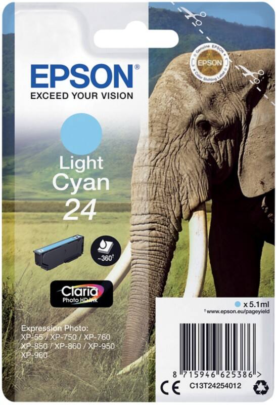 Epson 24 Original Ink Cartridge C13T24254012 Light Cyan