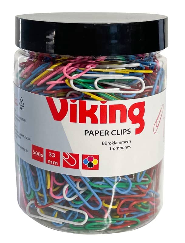 Viking Paper Clips Round 33mm Assorted Pack of 500