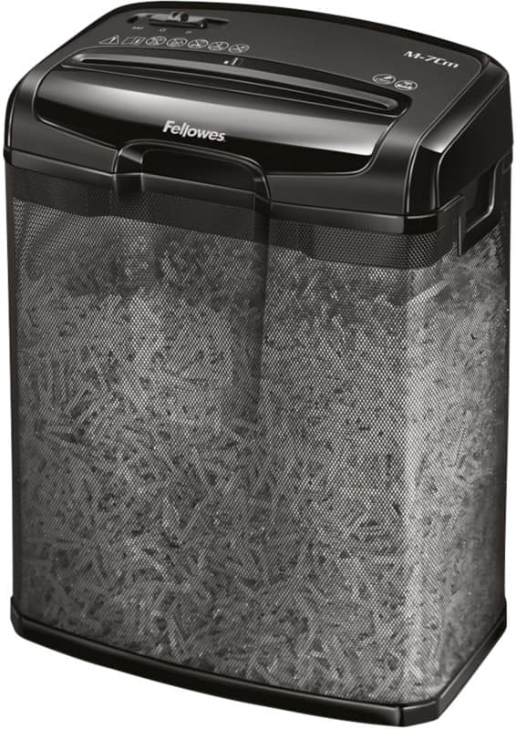 Fellowes Powershred Shredder 7 Sheets Cross Cut Security Level P-4, T-4 13 L M-7CM