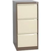 Bisley Steel Filing Cabinet with 3 Lockable Drawers 470 x 620 x 1,016 mm Brown, Cream