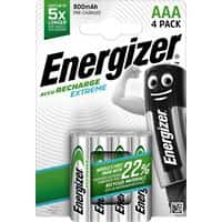 Energizer Rechargeable Battery Extreme AAA 800 mAh Nickel Metal Hydride (NiMH) 1.2 V Pack of 4