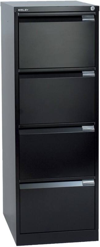 Bisley BS Steel Filing Cabinet 4 Drawers Lockable 470 x 622 x 1,321 mm Black
