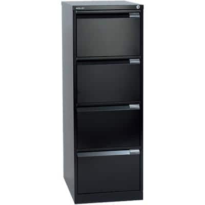 Bisley Steel Filing Cabinet with 4 Lockable Drawers 470 x 622 x 1,321 mm Black