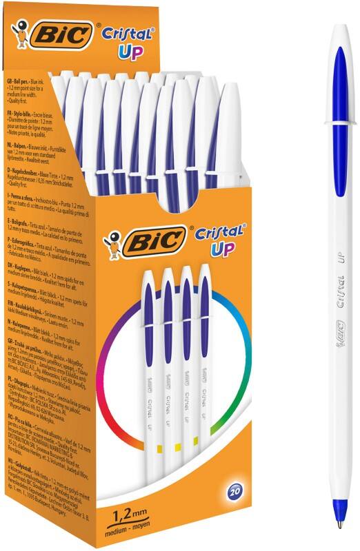 BIC Cristal Up Ballpoint Pen Blue 0.35 mm Medium Ballpoint Pack of 20