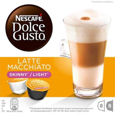 NESCAFÉ Dolce Gusto Latte Macchiato Skinny Caffeinated Ground Coffee Pods Box Pack of 16