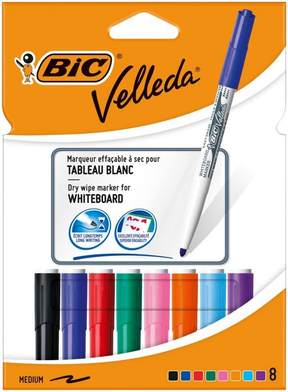 BIC 1741 Whiteboard Marker Assorted Medium Bullet, Felt Tip  -   Pack of 8