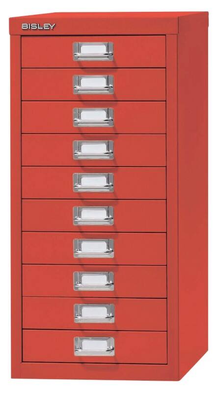 Bisley Steel Multi Drawer Cabinet 10 Drawers 279 x 380 x 590 mm Red