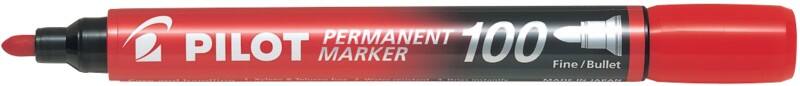 Pilot 100 Permanent Marker Fine Bullet  - 1 mm Red Non Refillable Pack of 12