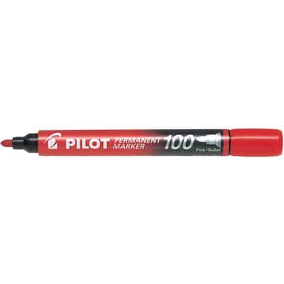 Pilot 100 Permanent Marker Fine Bullet 1 mm Red Non Refillable Pack of 12