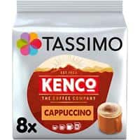 TASSIMO Cappuccino Coffee Pods Pack of 8 + 8 Concentrated Milk Cups