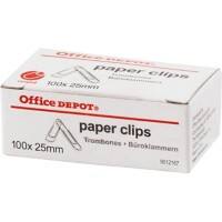 Office Depot Paper Clips Round 25mm Silver Pack of 100