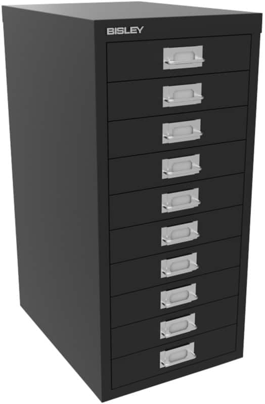 Bisley Steel Multi Drawer Cabinet 10 Drawers 279 x 380 x 590 mm Black