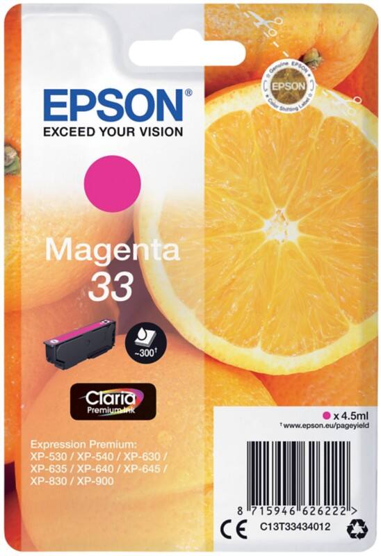 Epson 33 Original Ink Cartridge C13T33434012 Magenta