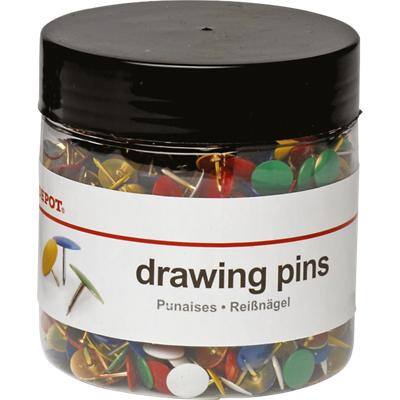 Office Depot Flat Drawing Pins Assorted 10.5mm Pack of 1000