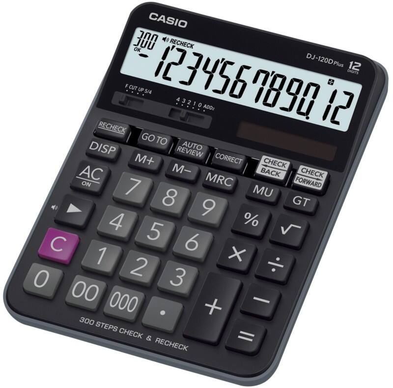 Casio Desktop Calculator 12 Digit Display Black Battery, Solar DJ-120D Plus