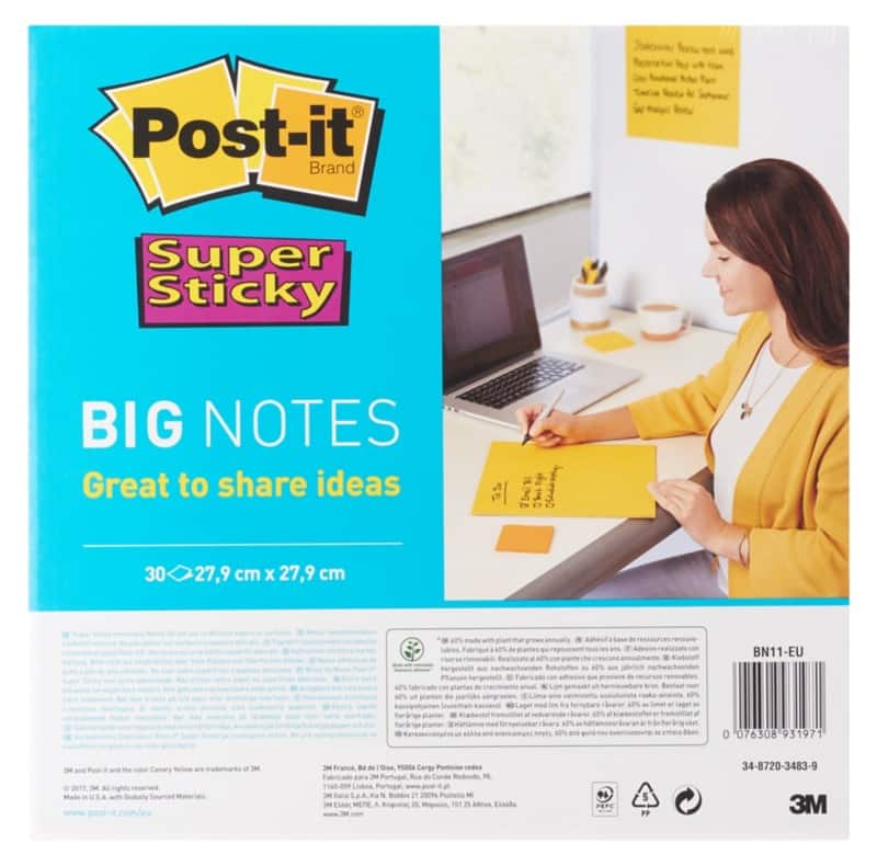 Post-it Super Sticky Notes 279 x 279 mm Yellow 30 Sheets