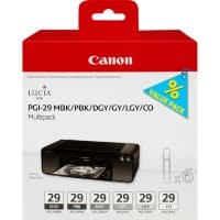 Canon PGI-29MBK/PBK/DGY/GY/LGY/CO Original Ink Cartridge Matte Black, Photo Black, Grey, Dark Grey, Light Grey, Chrome Optimizer Pack of 6 Multipack